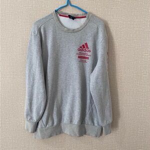 Adidas Heather Gray Crewneck with Red Accents